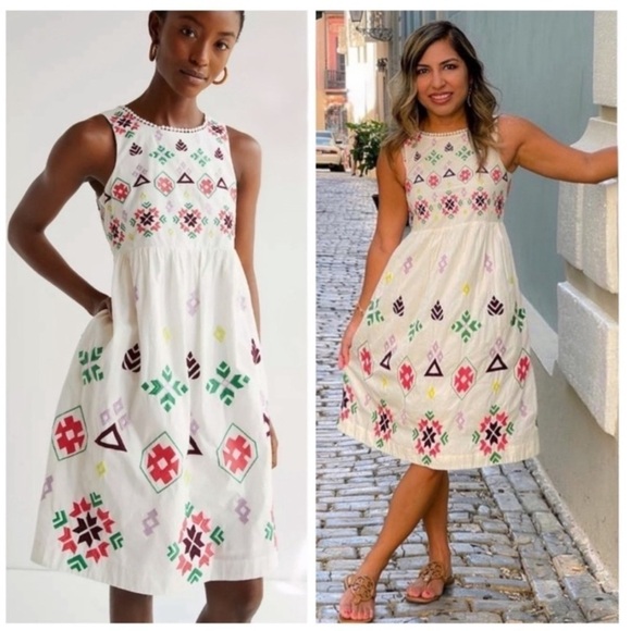 Anthropologie Embroidered Mini‎ Dress, XS cut out back - Picture 5 of 16